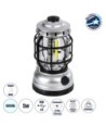 GloboStar® 69933 Αυτόνομο Επαναφορτιζόμενο Φανάρι Camping LED 5W με Επαναφορτιζόμενη Μπαταρία 18650 1200mAh Li-ion - Power Bank - Αδιάβροχο IP54 - Dimmable - Μαύρο Ασημί - Ψυχρό Λευκό 6000K Φ10.2 x Υ18cm